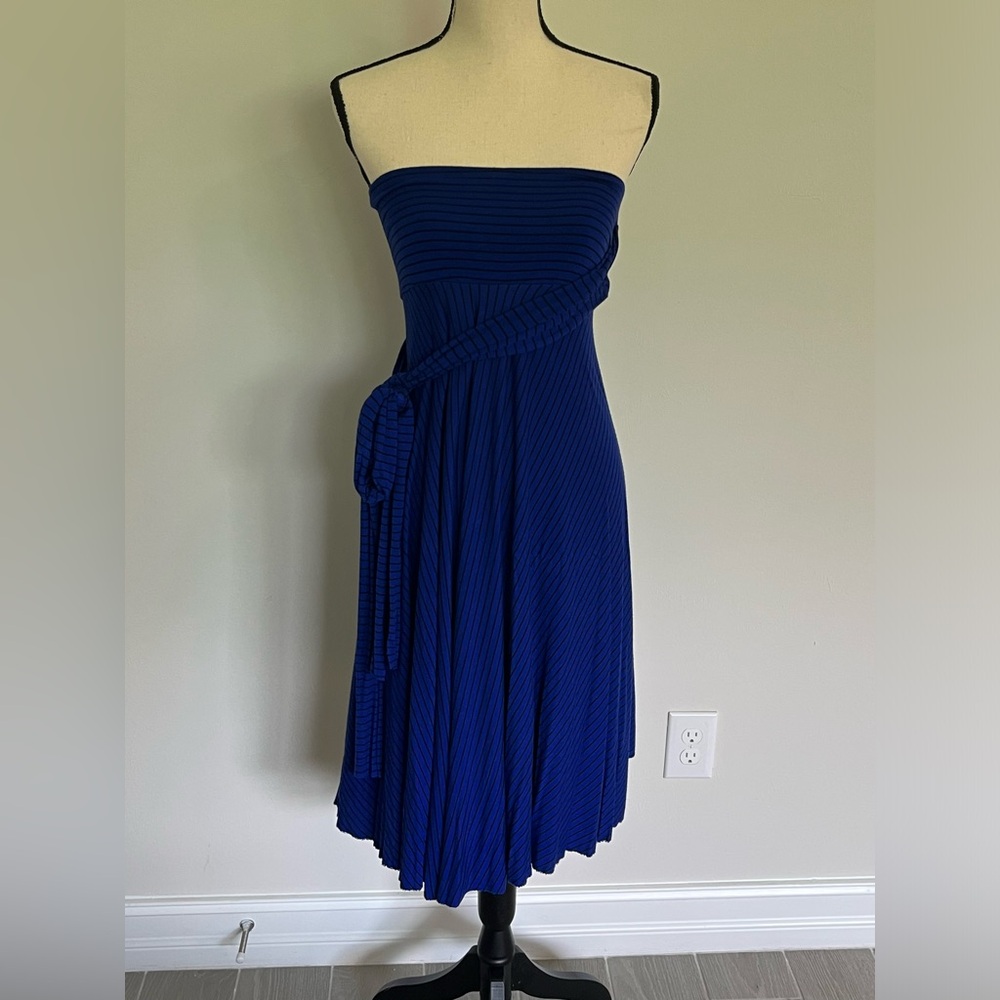 Black and blue striped Elan Convertible dress
